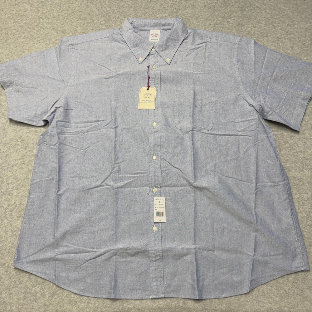 Brooks Brothers Shirt Mens 2XL Blue The Friday Oxford Short Sleeve Button Down